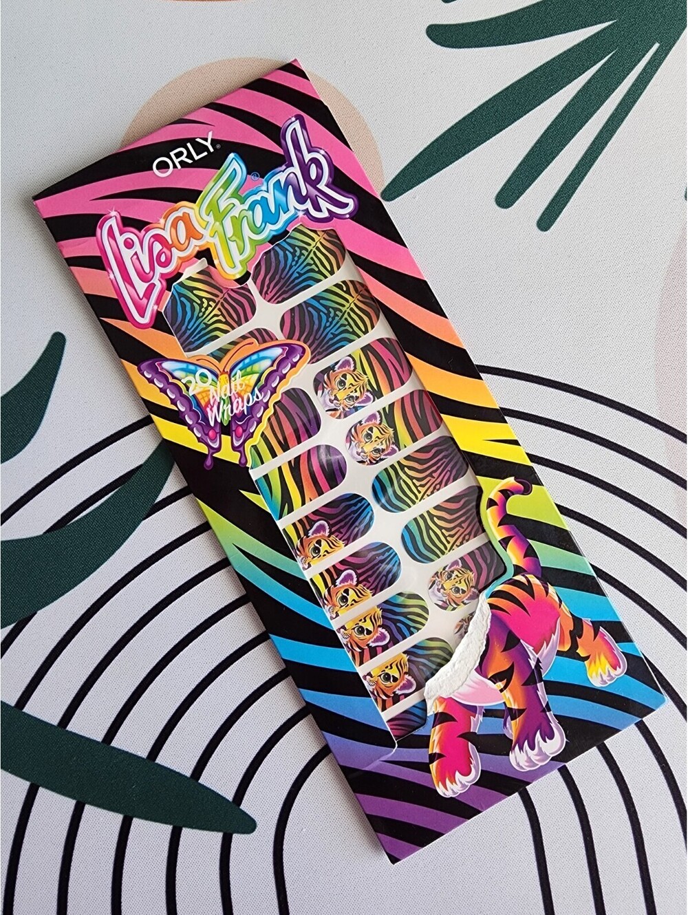 Orly Lisa Frank Nail Wraps Rainbow Forrest the Tiger 20 Colorful Non LED/UV